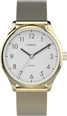 Timex Women's Modern Easy Reader 32mm Watch – Gold-Tone Case with Stainless Steel Mesh Bracelet