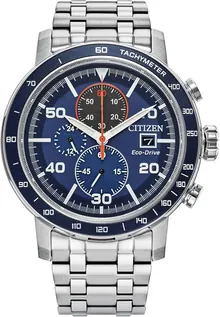 Citizen Men's Eco-Drive Brycen Chronograph Stainless Steel Watch, Blue Dial