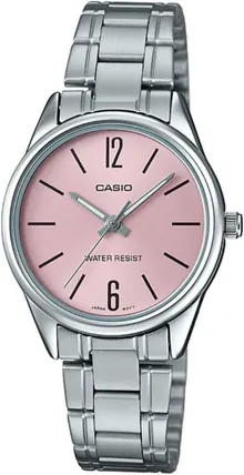 Casio LTP-V005D-4B Women's Standard Stainless Steel Pink Dial 3-Hand Analog Watch