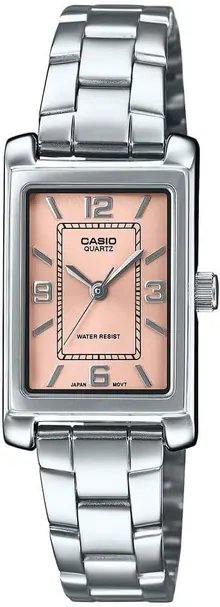 Casio LTP-1234DD-4A Women's Rectangular Standard Classic Stainless Steel Pink Dial Dress Watch
