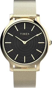 Timex Women's Transcend 34mm Watch - Gold-Tone Mesh Bracelet Black Dial