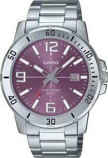 Casio MTP-VD01D-6BV Men's Enticer Stainless Steel Purple Dial Watch