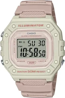 Casio Illuminator Alarm Chronograph Digital Sport Watch (Model W218HC-4A2V) - Light Pink
