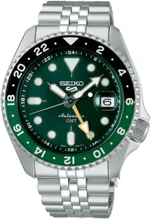 Seiko SSK035 5 Sports Automatic Silver-Tone with Green Dial GMT Series Watch