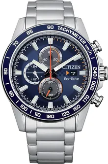 Citizen Men's Eco-Drive Weekender Brycen Chronograph Watch in Stainless Steel, Blue Dial