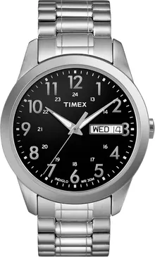 Timex Men's T2M932 South Street Sport Black/Silver-Tone Stainless Steel Expansion Band Watch