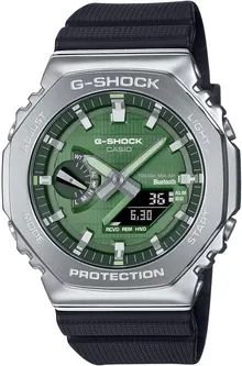 G-Shock Casio G-Steel Solar Connected Green Dial Black Resin Strap Watch - GBM2100A-1A3