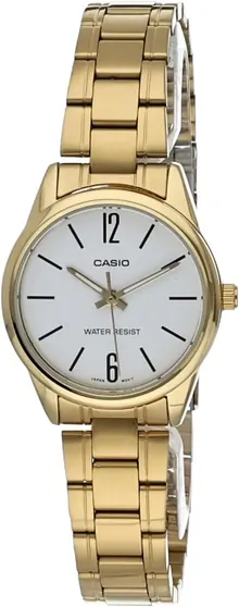 Casio LTP-V002G-1B Women's Analog Gold Tone Black Easy Reader Dial Date Watch