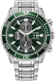 Citizen Eco-Drive Promaster Dive Green Dial and Stainless Steel Bracelet Watch - CA0820-50X