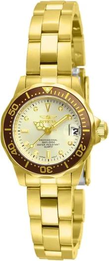 Invicta Women's 12527 Pro-Diver 18k Gold Ion-Plated Stainless Steel and Champagne Dial Bracelet Watch