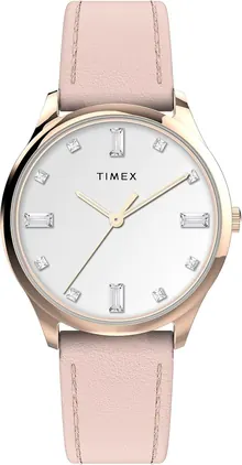 Timex Women's Modern Easy Reader 32mm Watch - Pink Strap White Dial Rose Gold-Tone Case