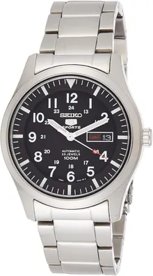 Seiko 5 Automatic Black Dial Stainless Steel Men's Watch SNZG13