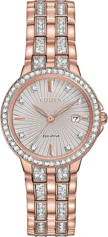 Citizen Women's Eco-Drive Dress Classic Crystal Watch in Rose-tone Stainless Steel