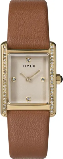 Timex Women's Hailey 24mm Watch - Brown Strap Gold-Tone Dial