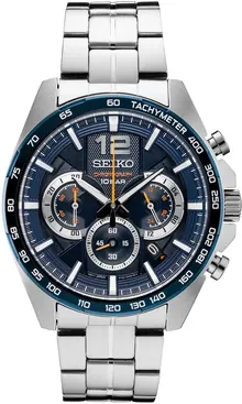 SEIKO Men's Silver Tone Stainless Steel Chronograph Watch