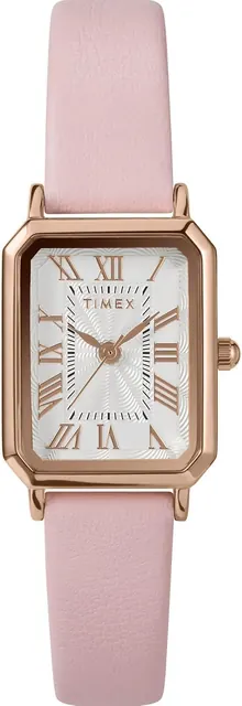 Timex Women's Dress 21mm Watch - Pink Strap White Dial Rose Gold-Tone Case