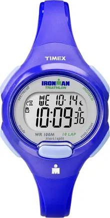 Timex Women's Ironman Triathlon Essential 10 34mm Watch – Blue Case with Blue Resin Strap