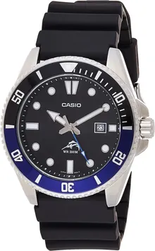 Casio Men's Stainless Steel Quartz Sport Watch with Resin Strap, Black, 26