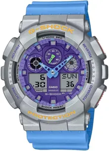 Casio GA100EU-8A2 Men's Classic Vibrant Color Alarm Chronograph G Shock Watch