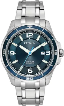 Citizen Men's Eco-Drive Weekender Brycen Watch in Titanium, Blue Dial