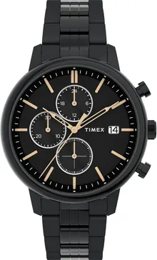 Timex Men's Chicago Chronograph 45mm Watch - Black Bracelet Black Dial
