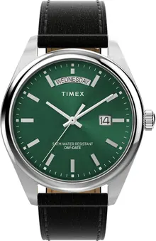 Timex Men's Legacy 41mm Watch - Black Strap Green Dial Stainless Steel Case