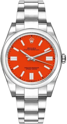 Rolex Oyster Perpetual 36 Automatic Chronometer Coral Red Dial Watch