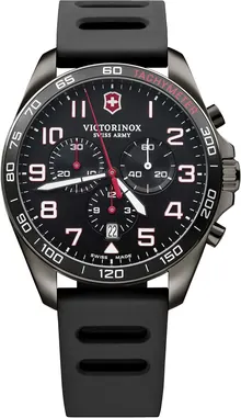 Victorinox FieldForce Sport Chrono Black Dial Black Rubber Strap Watch 42mm - 241889