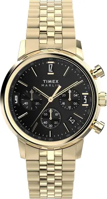Timex Men's Marlin Quartz Chronograph 40mm Watch - Gold-Tone Bracelet Black Dial