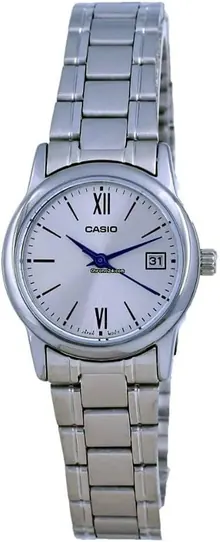 Casio LTP-V002D-7B3 Women's Standard Dress Stainless Steel Silver Dial Date Watch