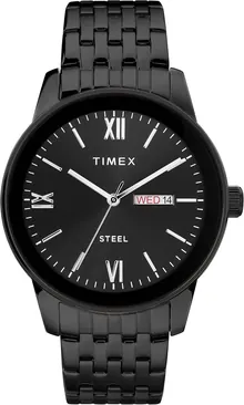Timex Men's Dress Analog 41mm Stainless Steel Bracelet Watch, Black