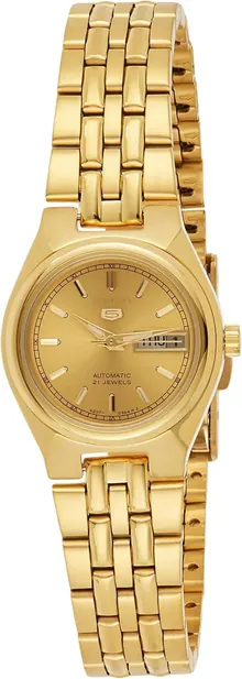 Seiko Women's SYMA04 5 Automatic Gold Dial Gold-Tone Stainless Steel Watch
