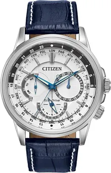 Citizen Men's Eco-Drive Classic Calendrier Blue Leather Strap Watch