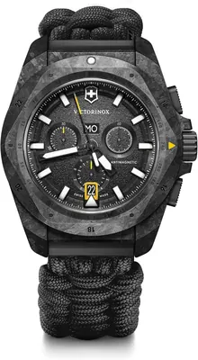 Victorinox I.N.O.X. Chrono Black Dial Black Paracord Strap Watch 43mm - 241989.1