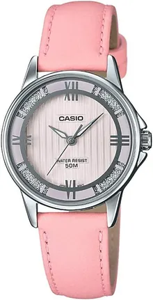 Casio LTP1391L-4A2V Women's Enticer Pink Leather Band Crystal Accented Pink Dial Analog Watch