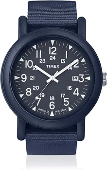 Timex Unisex Quartz Watch with Blue Dial Analogue Display and Blue Nylon Strap TW2P62600