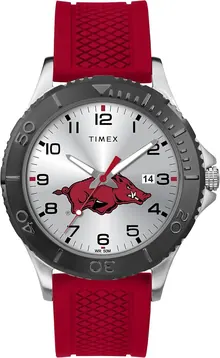 Timex Men's Collegiate Gamer 42mm Watch – Razorbacks with Red Silicone Strap