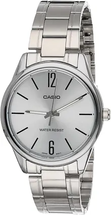Casio #MTP-V005D-7A Men's Standard Stainless Steel Silver Dial Analog Watch