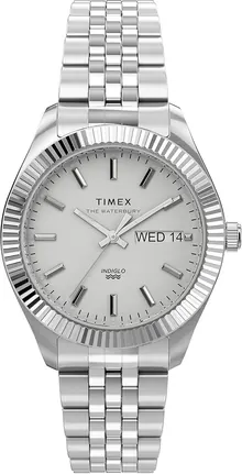 Timex Women's Waterbury Legacy Boyfriend 36mm Watch – Silver-Tone Case & Dial with Stainless Steel Bracelet