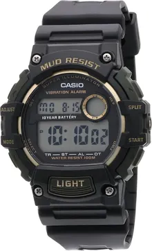 Casio Mud Resistant Stainless Steel Quartz Watch with Resin Strap