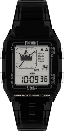 Timex Unisex Q LCA x Fortnite 35mm Watch - Black Strap Digital Dial