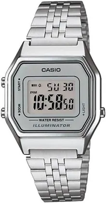 Casio Ladies Mid-Size Silver Tone Digital Retro Watch LA-680WA-7DF
