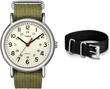 Timex Unisex Weekender 38mm Watch with Additional Fabric Slip-Thru Strap