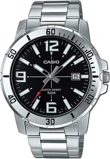Casio MTP-VD01D-1BV Men's Enticer Stainless Steel Black Dial Casual Analog Sporty Watch