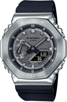 G-Shock Casio Metal Covered Octagonal Black Resin Band Watch GM2100-1A