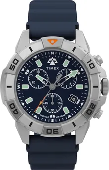 Timex Men's Expedition Ridge Chronograph 42mm Watch - Blue Strap Blue Dial