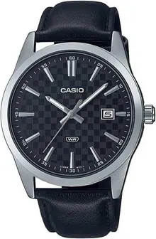 Casio MTP-VD03L-1A Men's Standard Black Leather Band Black Dial Watch