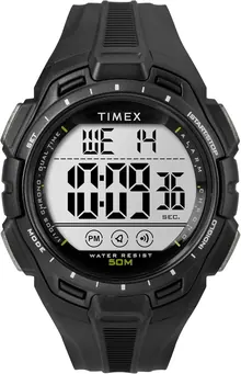 Timex Men's Digital 43mm Watch - Black Strap Digital Dial Black Case