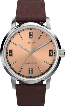 Timex Men's Marlin Automatic 40mm Watch - Brown Strap Pink Dial