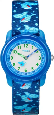 Timex Boys TW7C13500 Time Machines Blue Sharks Elastic Strap Watch